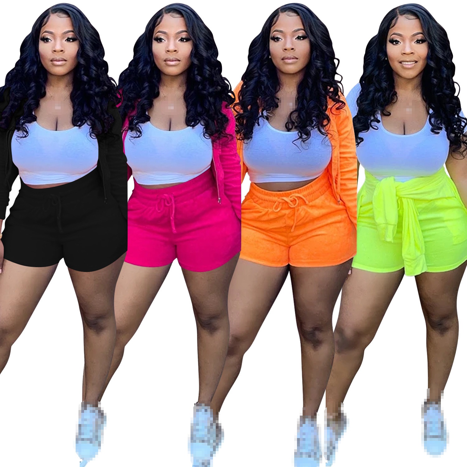 Summer Clothing Wholesale - Şort setleri 3 parça set kadın